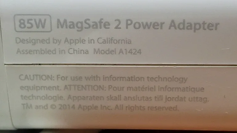 Apple 85W MagSafe 2 Power Adapter A1424 image indicator(2)