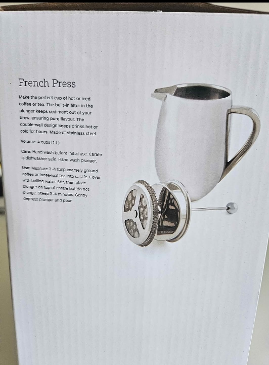 BNIB Stainless Steel French press  - NEW