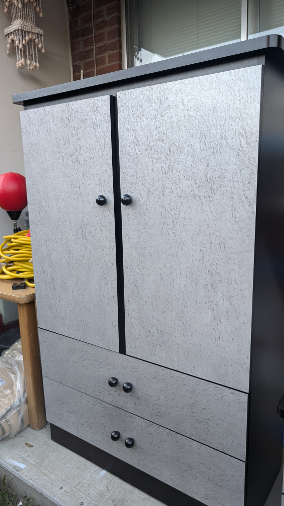Wardrobe with Drawers - Grey & Black