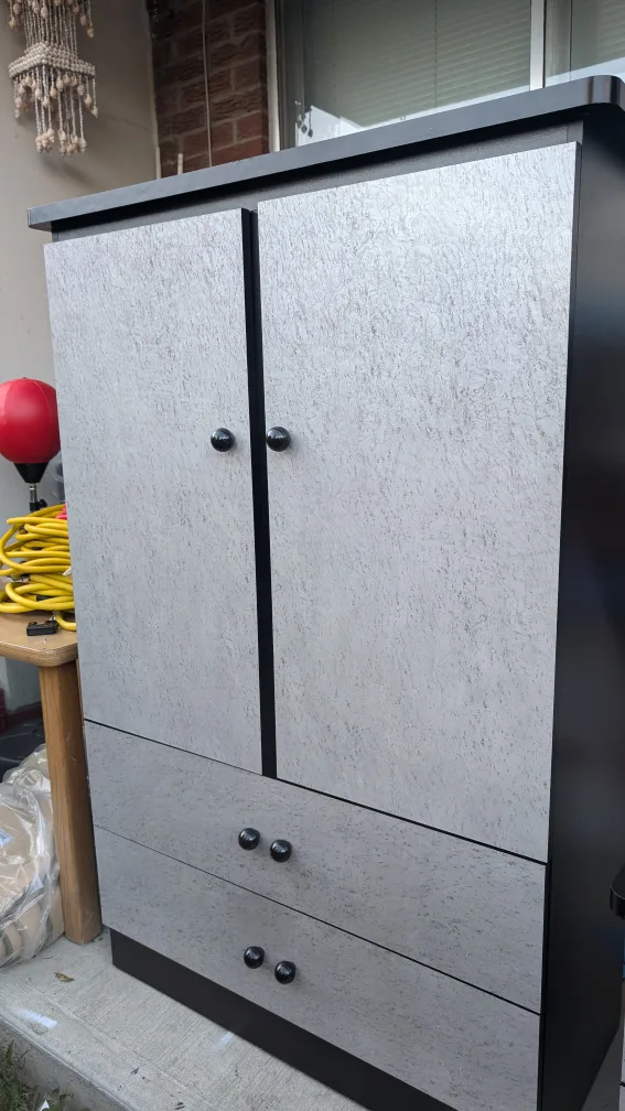 Wardrobe with Drawers - Grey & Black thumbnail