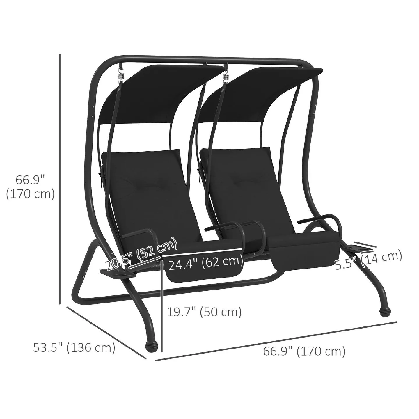 New 2-Seat Swing with Canopy - Black image indicator(2)