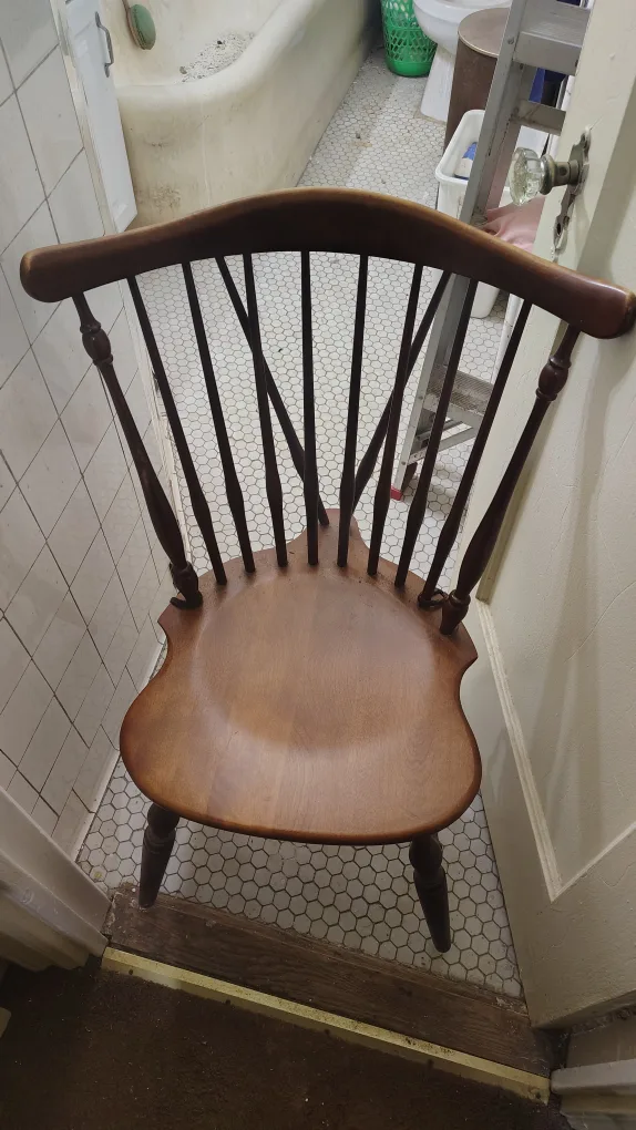 Ethan Allen Nutmeg Finish Spindle Back Chair image indicator(2)