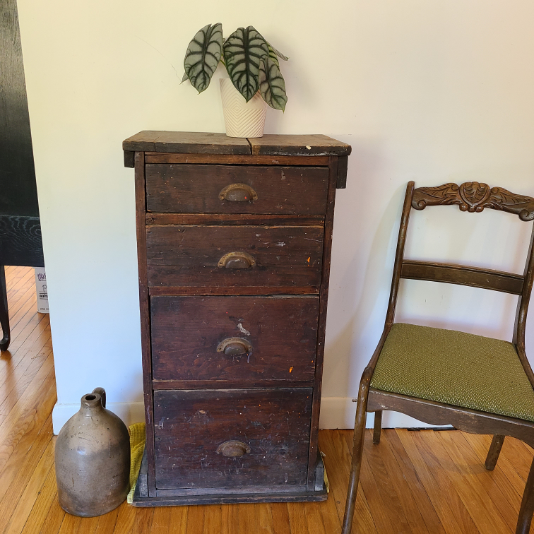 Vintage Wooden 4-Drawer Cabinet