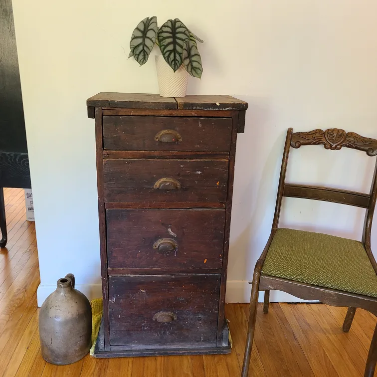 Vintage Wooden 4-Drawer Cabinet thumbnail