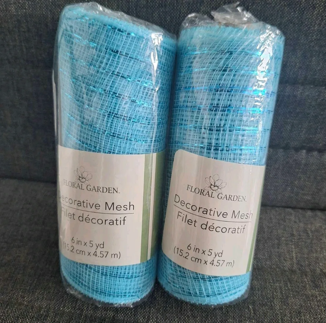 Floral Garden Decorative Mesh - Light Blue thumbnail