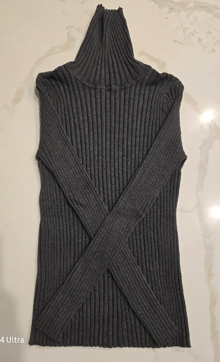 Grey Ribbed Turtleneck Sweater thumbnail