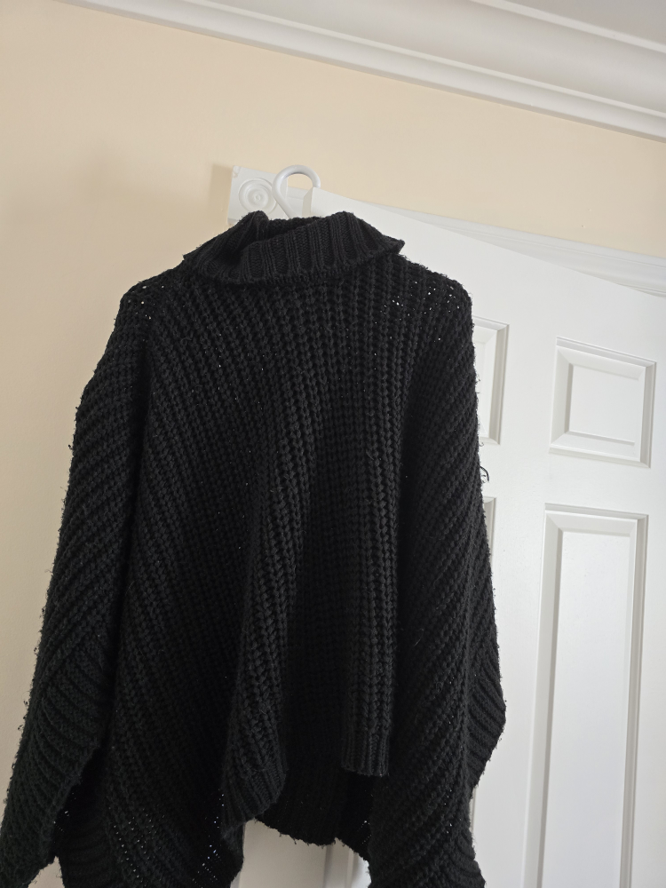 Black Knit Poncho Sweater