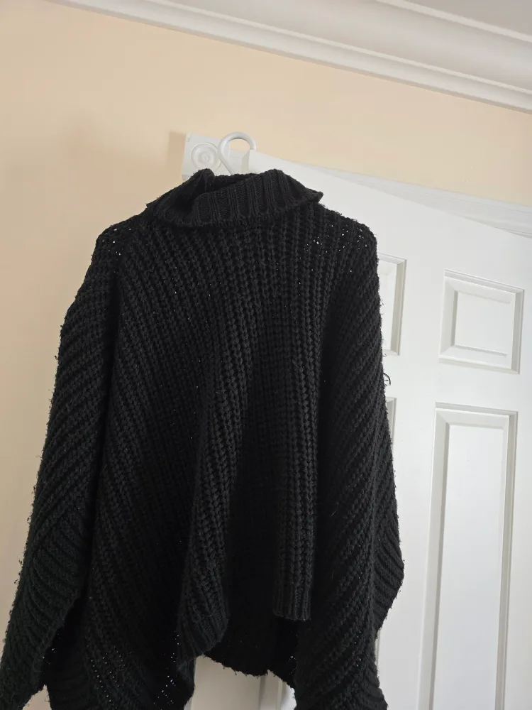 Black Knit Poncho Sweater thumbnail