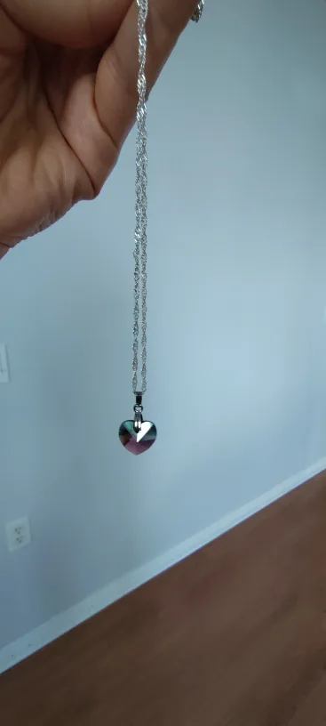 Crystal Heart Pendant Necklace - Silver Chain image indicator(2)