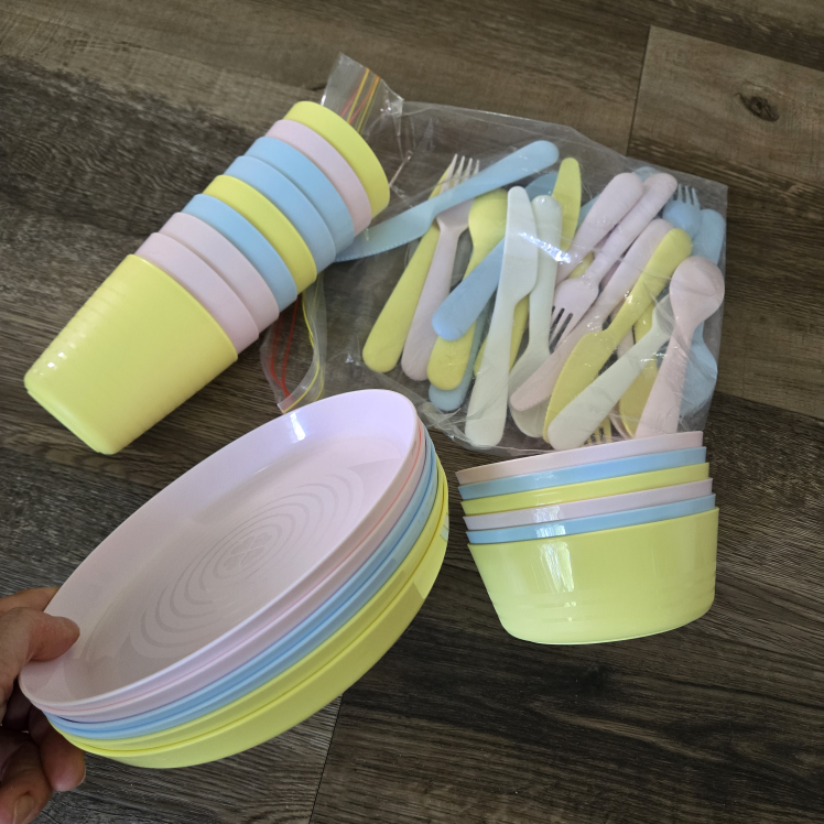 DONATED - NEW IKEA Kids Pastel Plastic Dishes Set