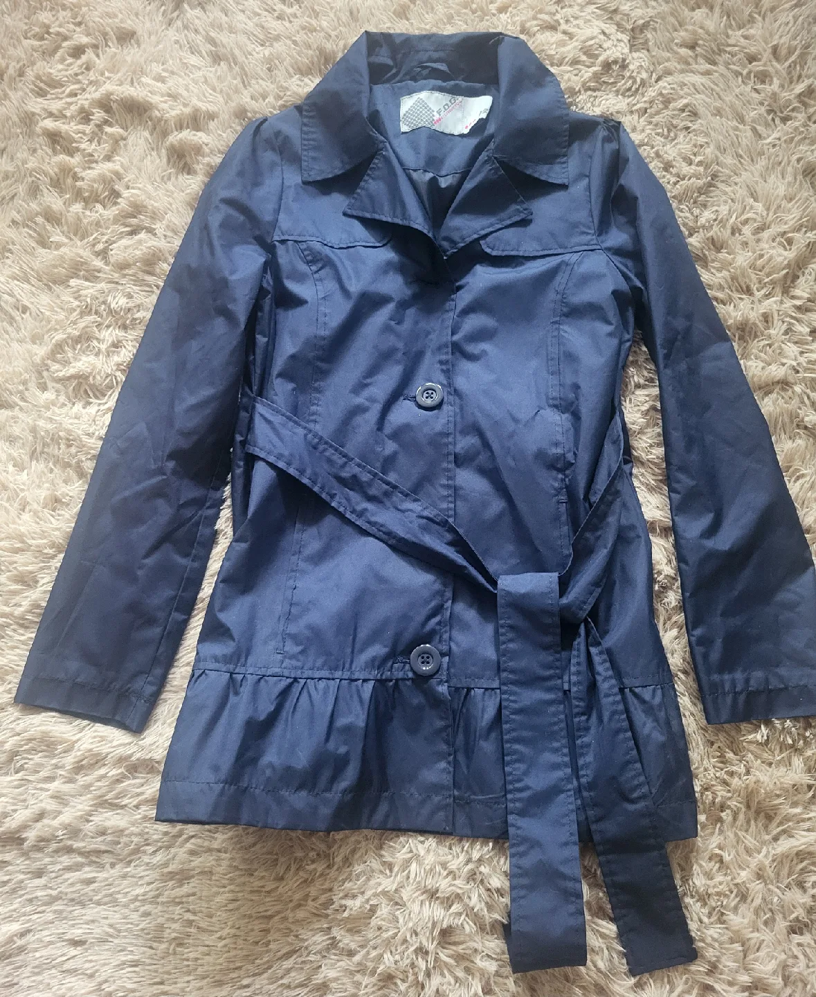 F.O.G. by London Fog Navy Raincoat - Size 12 thumbnail