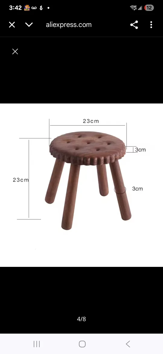 Solid Wood Round Biscuits Lace Low Stool image indicator(2)
