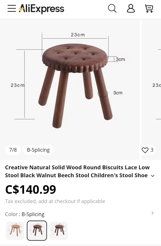 Solid Wood Round Biscuits Lace Low Stool - photo 3