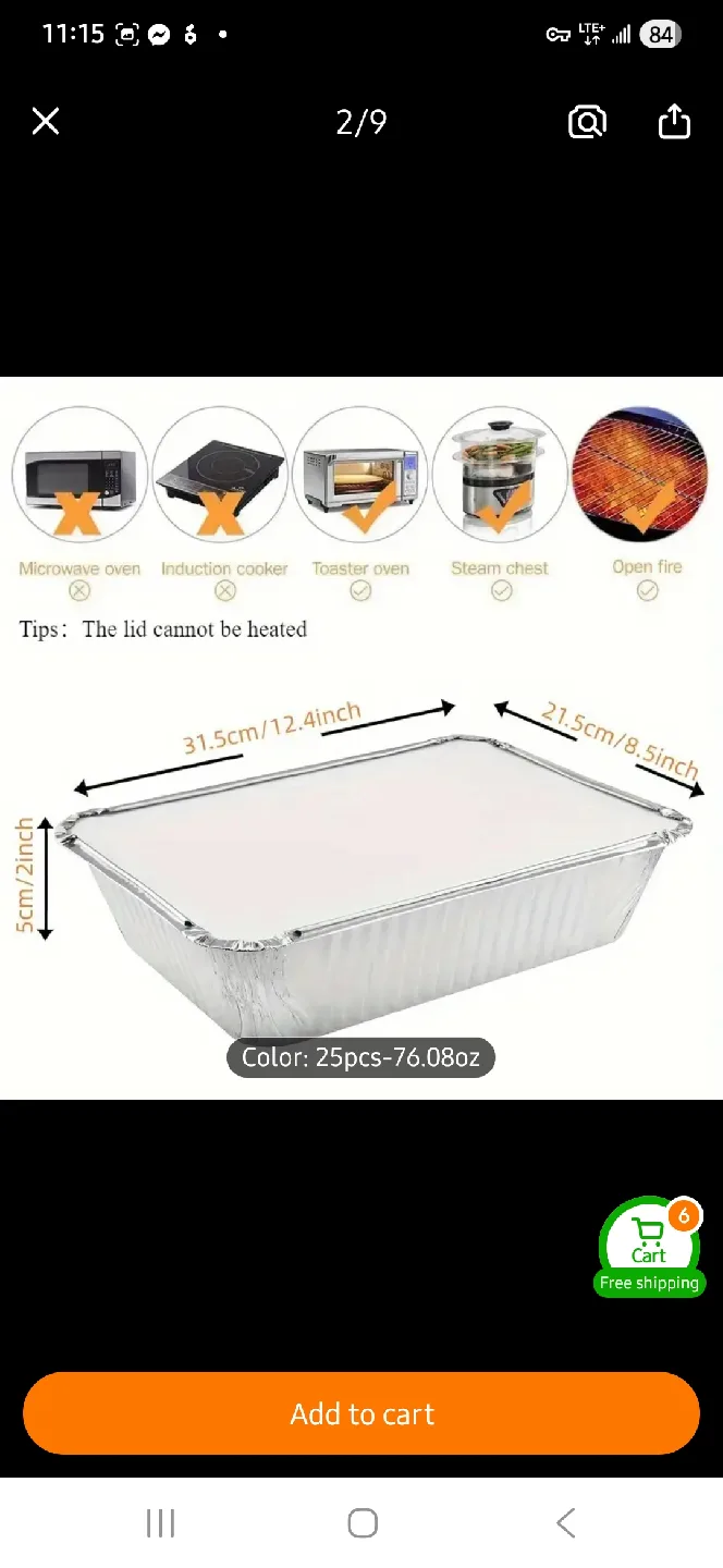 NEW 2250ml Aluminum Foil Pans with Lids - 25 Pack image indicator(2)