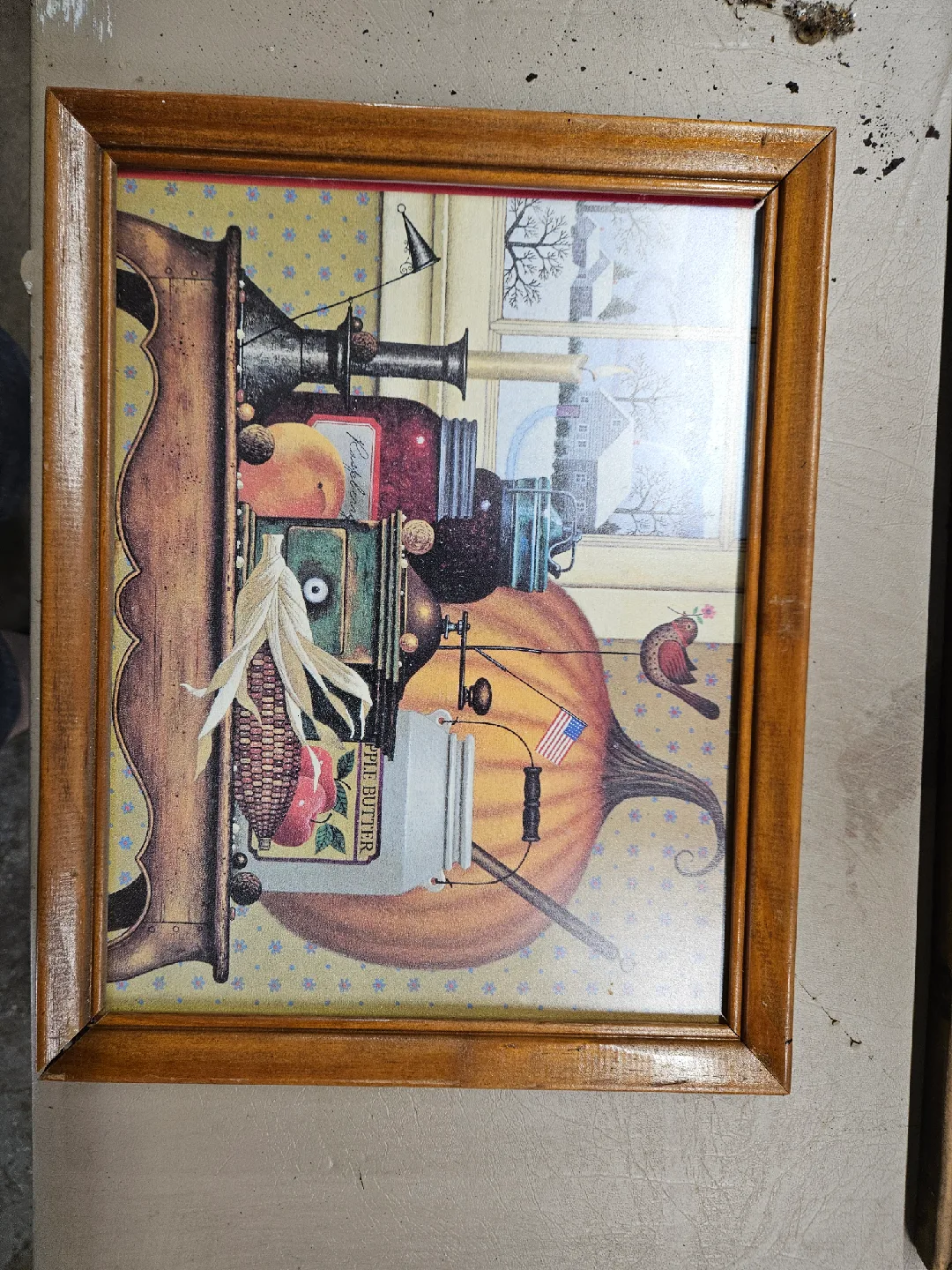 Vintage Framed Print - Autumn Harvest Scene thumbnail