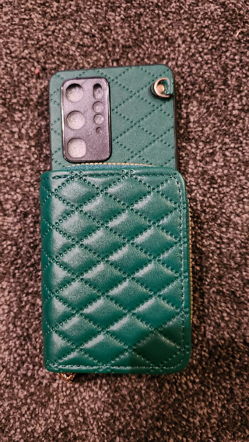 Green Quilted Phone Case Wallet for P40 pro thumbnail