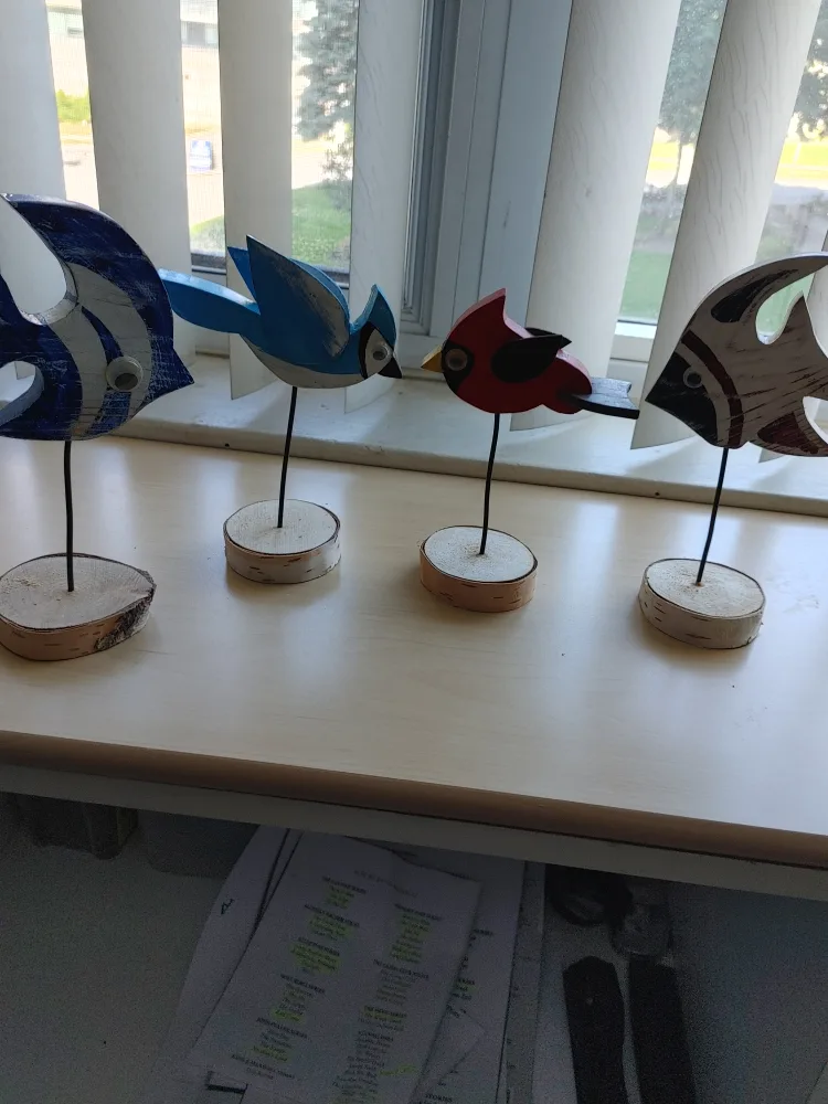 Handmade Wooden Bird & Fish Figurines- 10$ each thumbnail