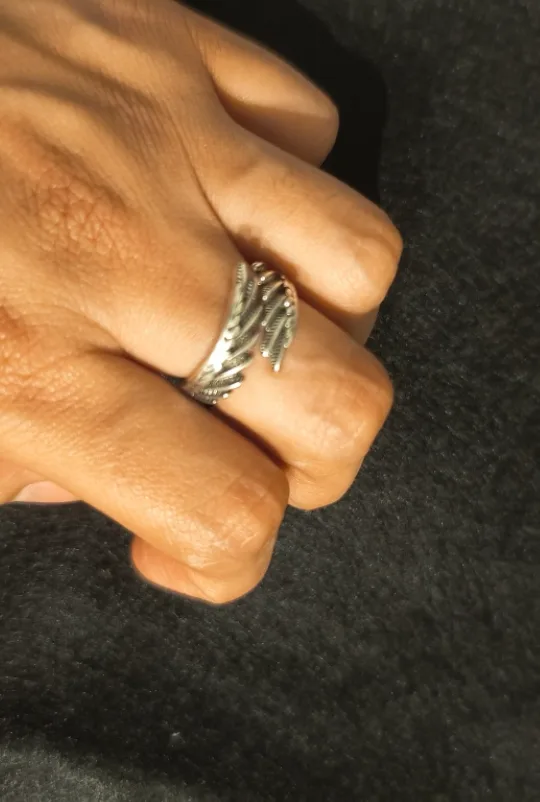 Silver 925 Angel Wing Ring- Adjustable (unisex) image indicator(3)