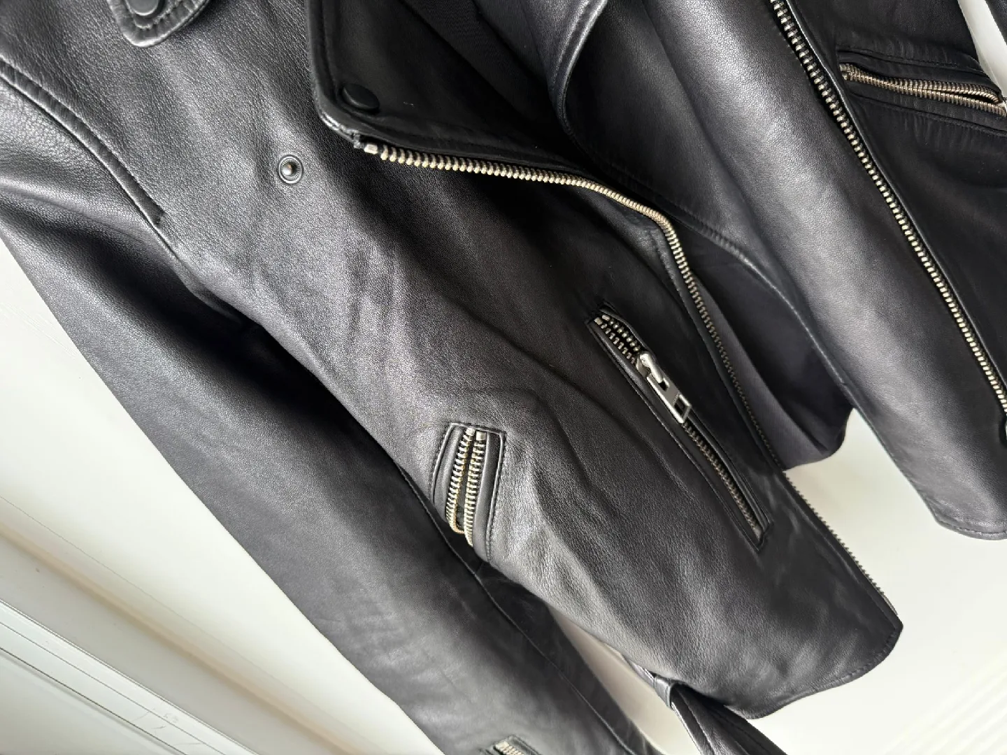 AllSaints Leather Biker Jacket, US 00 Women image indicator(3)