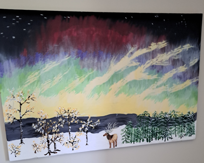 Aurora borealis acrylic painting