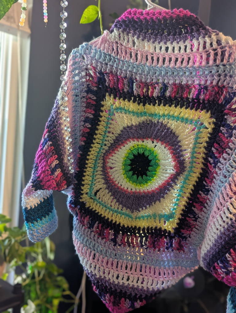 Crochet Cocoon Cardigan ~Evil eye design - photo 2