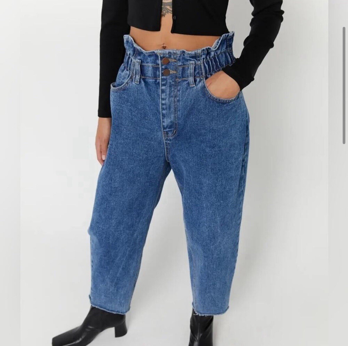 Oak + Fort Black Denim Paperbag Jeans - photo 2