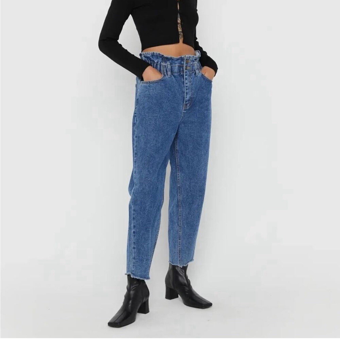 Oak + Fort Black Denim Paperbag Jeans - photo 4