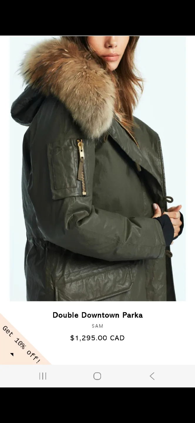 SAM. Olive Green Goose Down Jacket with Fur Hood image indicator(2)