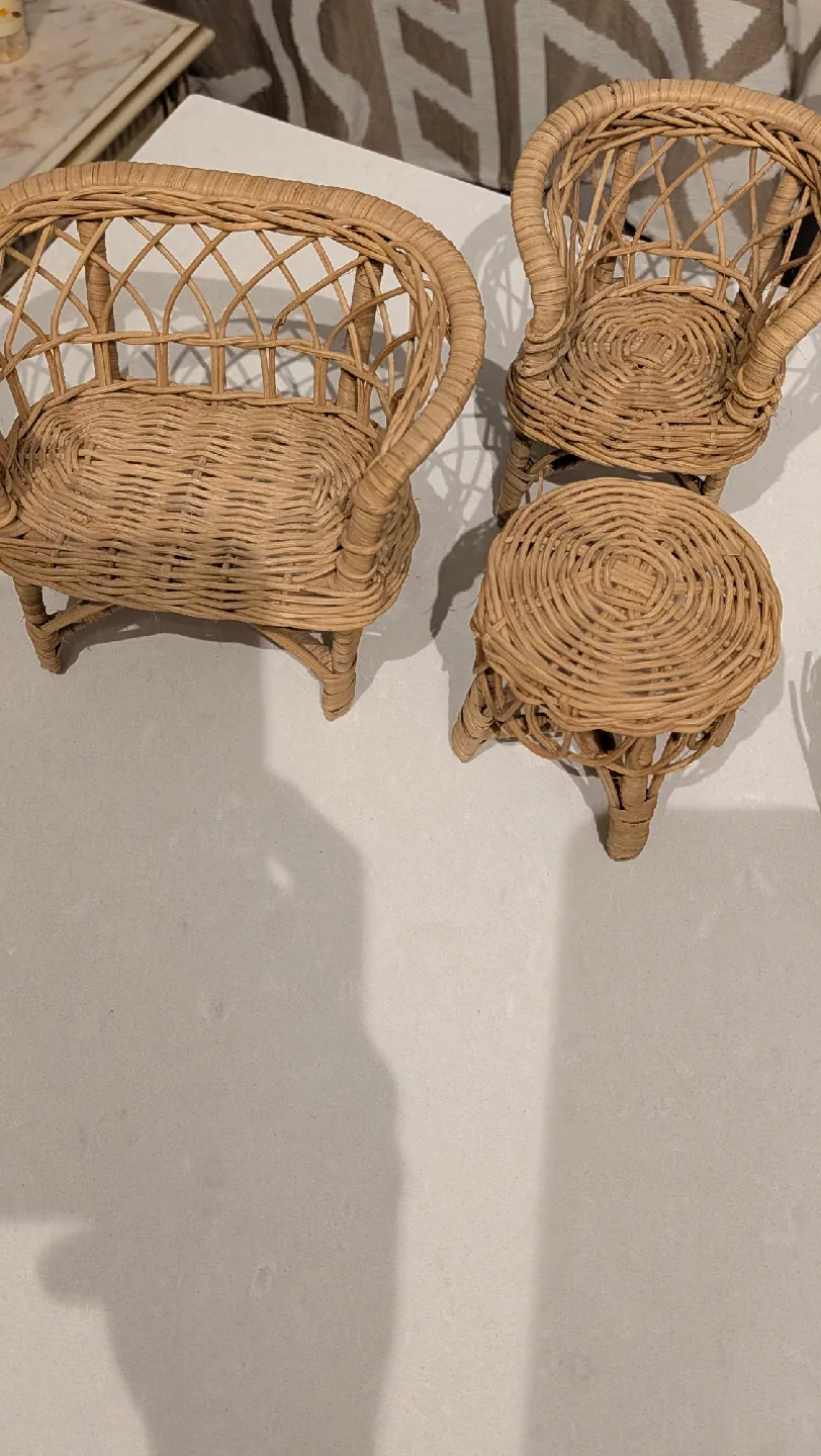 Wicker Doll Furniture Set - Chairs & Table image indicator(2)