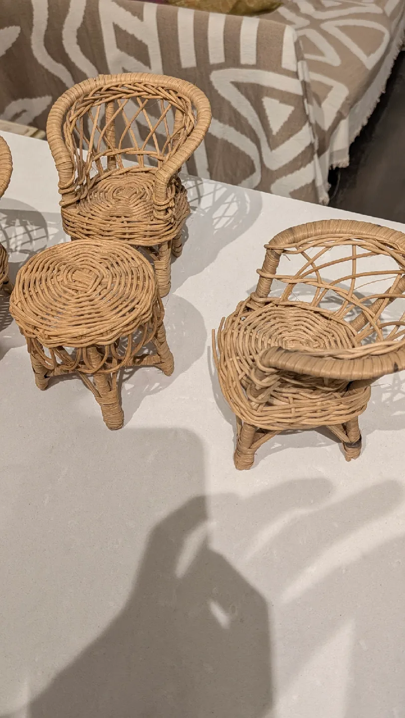 Wicker Doll Furniture Set - Chairs & Table image indicator(3)