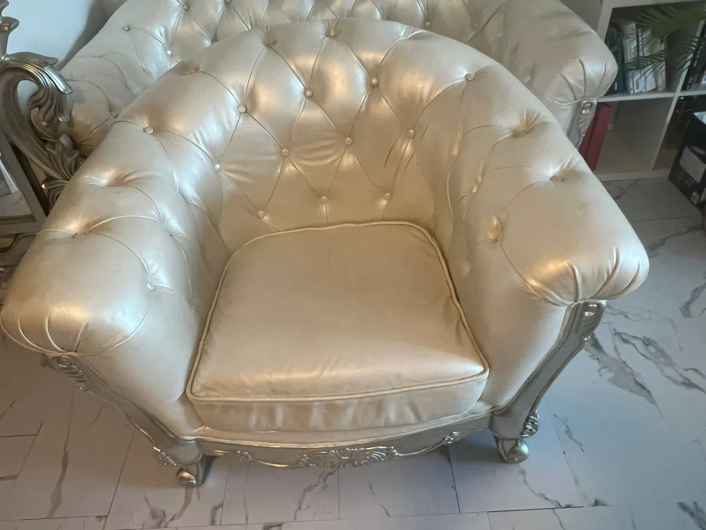 Elegant Pearl White Armchair thumbnail