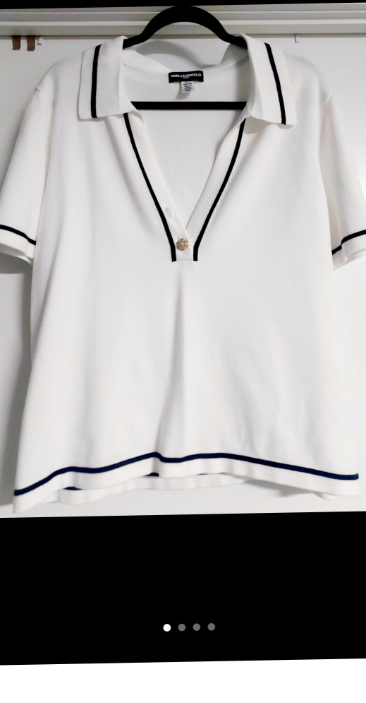 Karl Lagerfeld Paris Knit White Polo Shirt - XL New