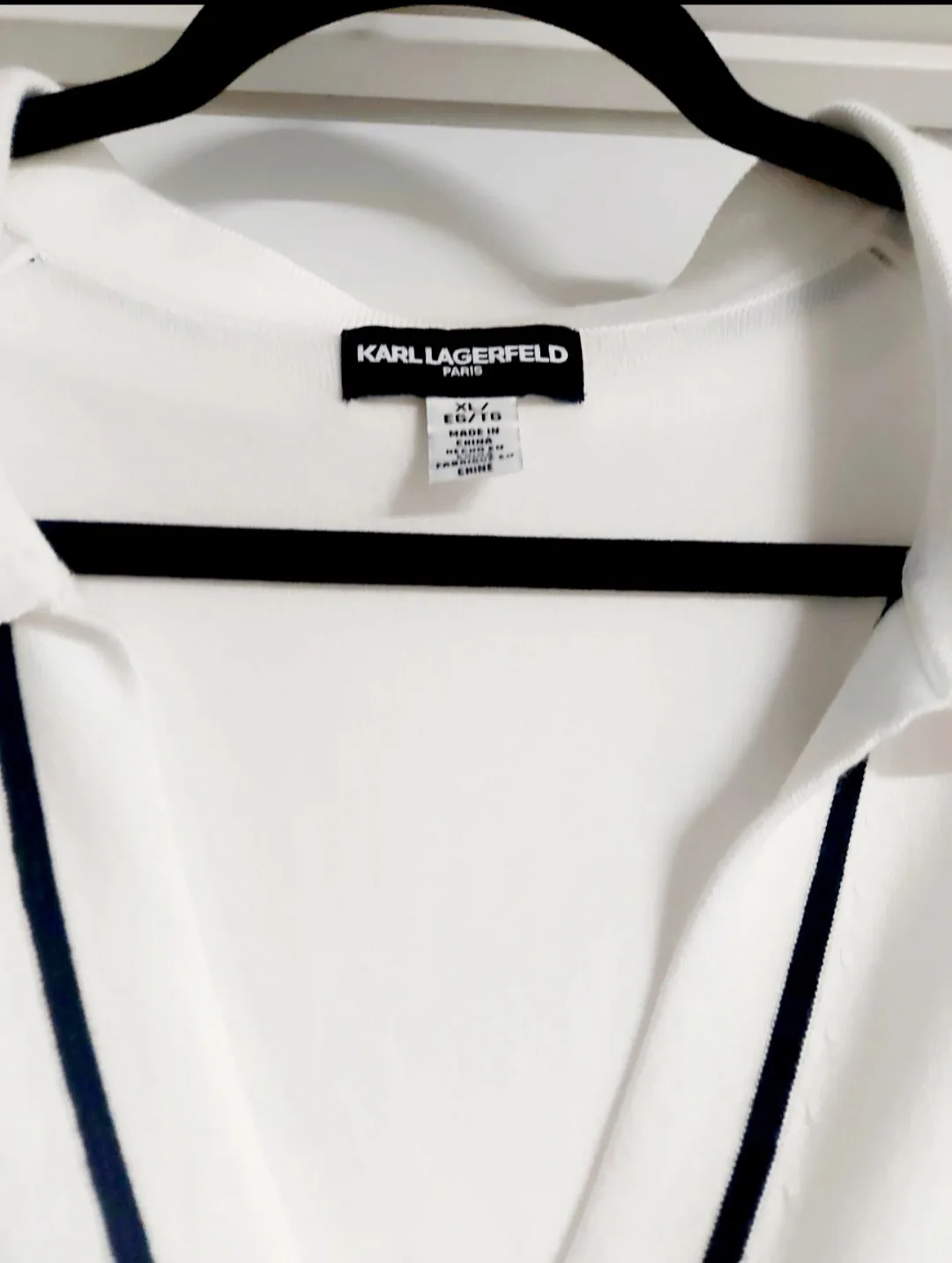 Karl Lagerfeld Paris Knit White Polo Shirt - XL New image indicator(2)