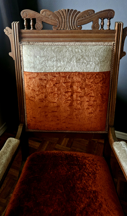 Antique Orange Velvet Rocking Chair - photo 4