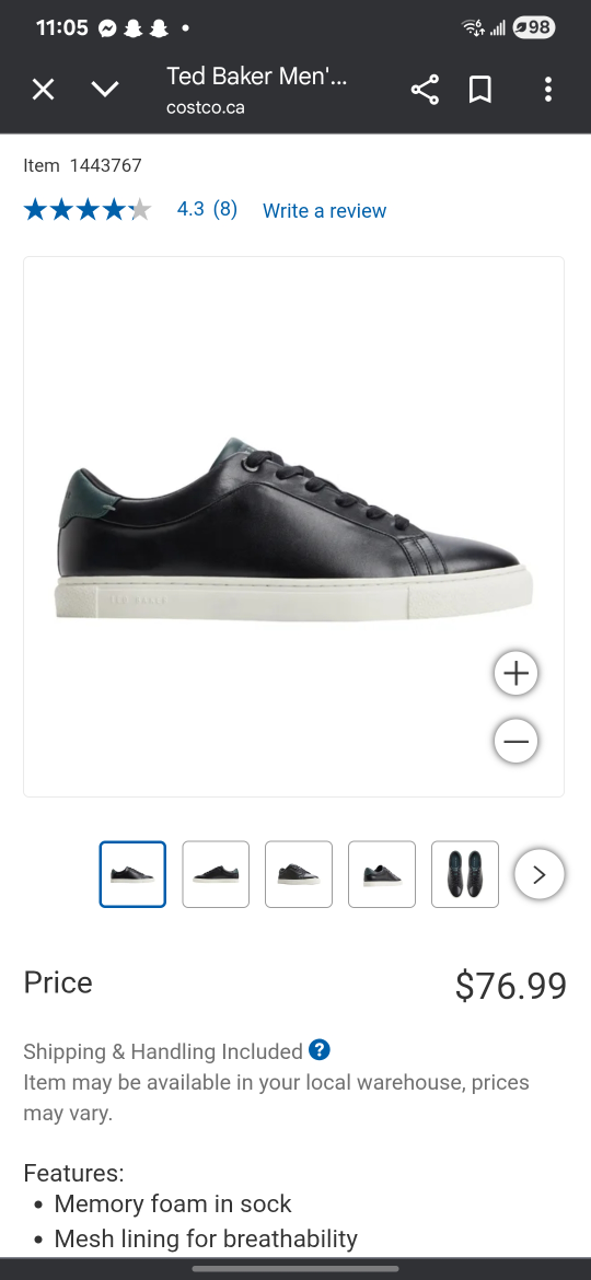 Ted Baker Men's Black Leather Sneakers