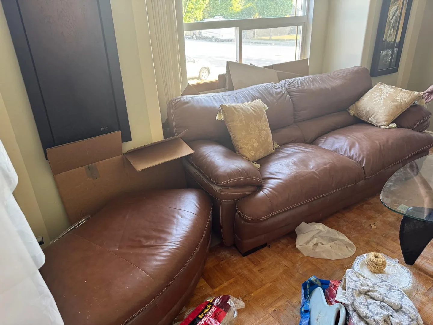 Brown Leather Sofa Set - Used image indicator(9)