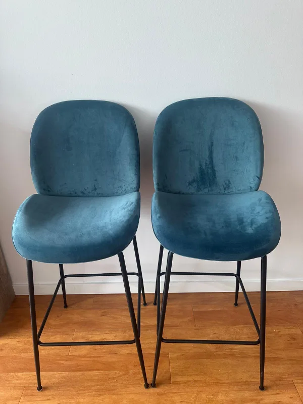 Blue Velvet Bar Stools - Set of 2 image indicator(4)