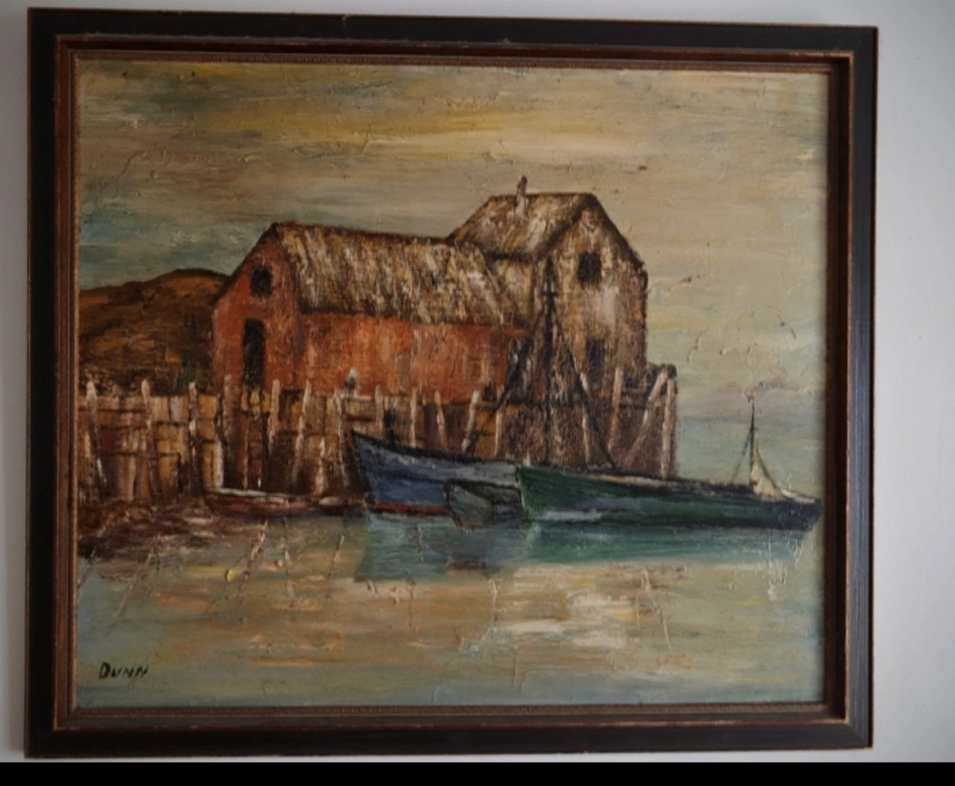 Framed vintage oil painting