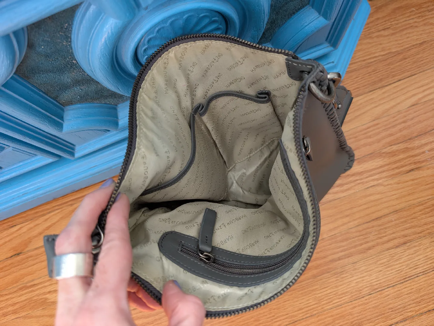 Grey Genuine Leather Crossbody image indicator(3)