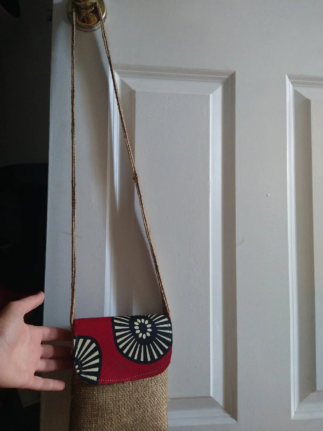 Red & Burlap Crossbody Bag thumbnail