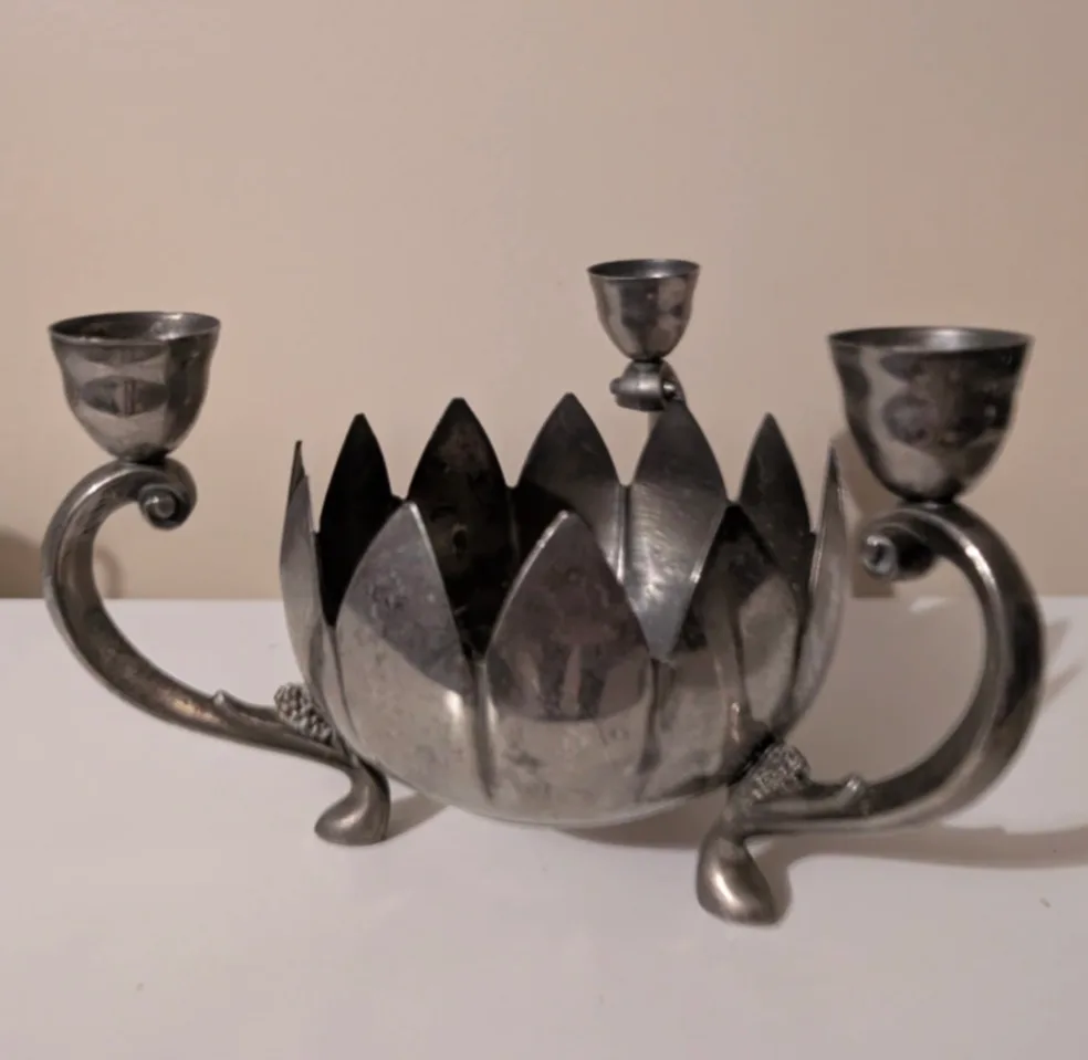 silver Lotus Candle Holder thumbnail