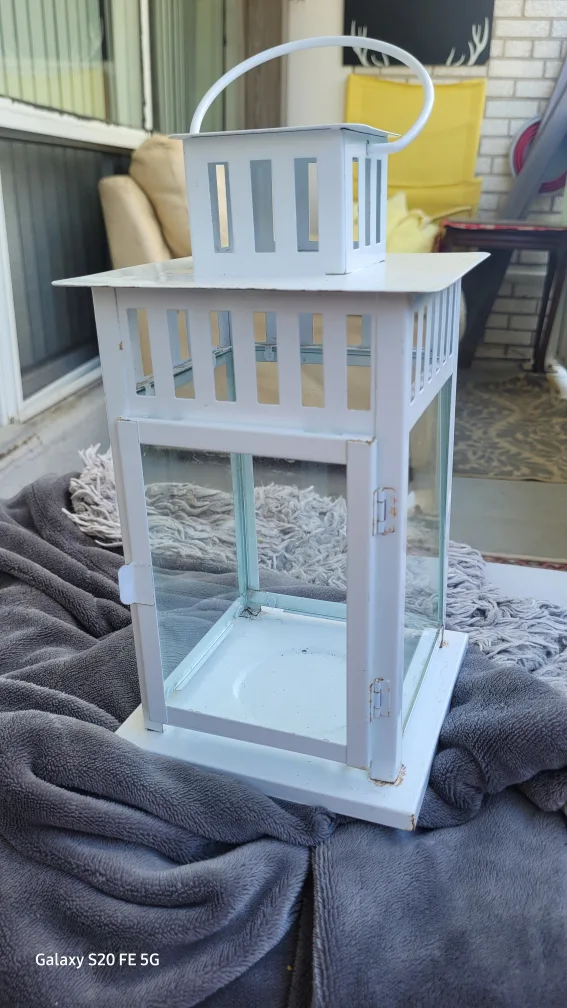 White Metal Candle Lantern thumbnail