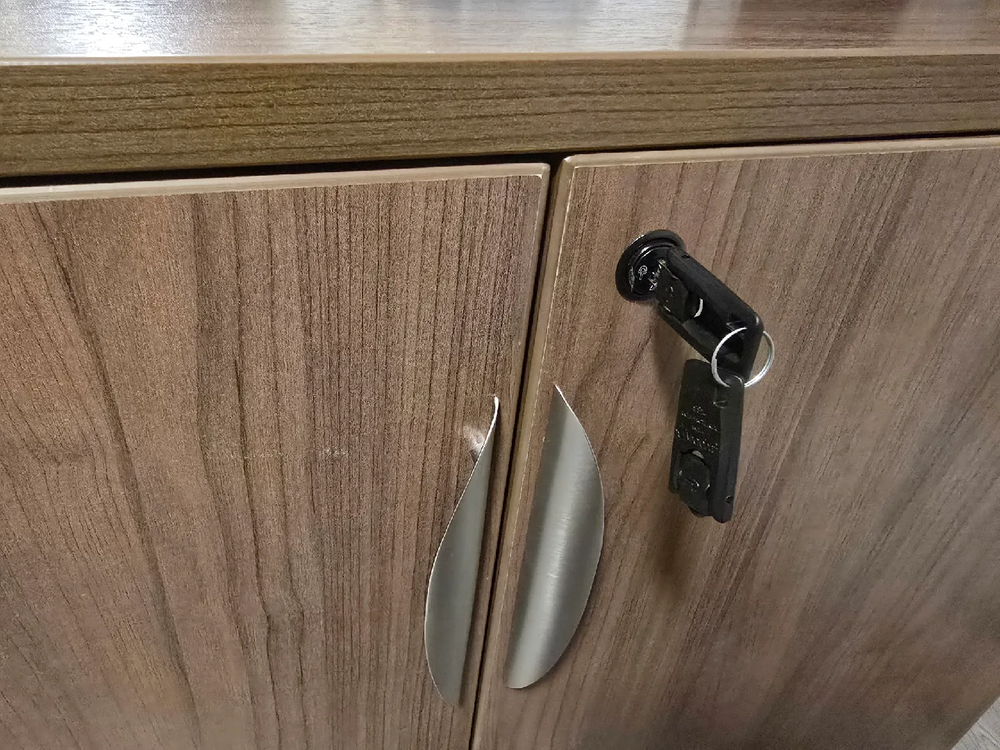 Brown Wood Cabinet / TV Stand with lock n key image indicator(2)