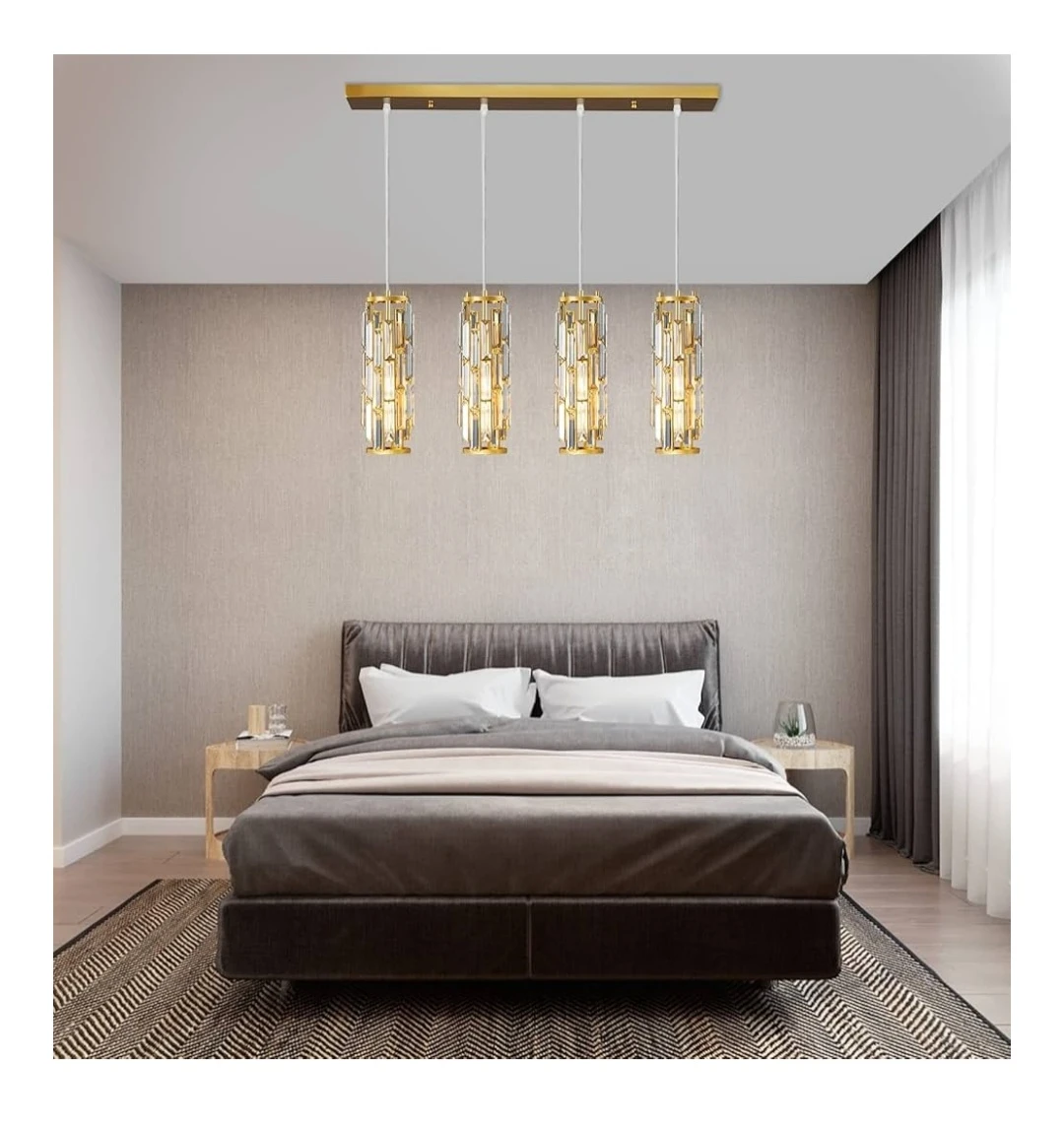 4-Light Crystal Chandelier Pendant Light - Gold - photo 3