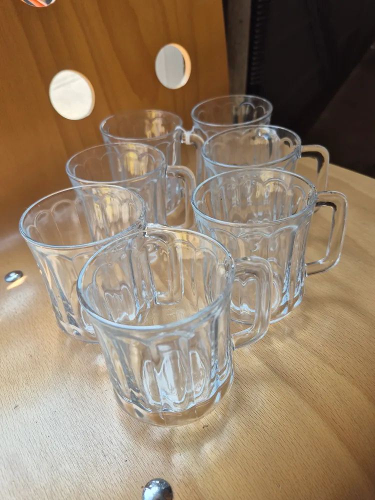 Set of 7 Clear Glass Mugs, new thumbnail