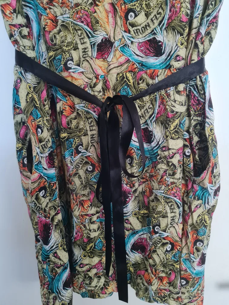 Iron Fist Shark Attack Print Dress - Size L (with pockets!) image indicator(4)