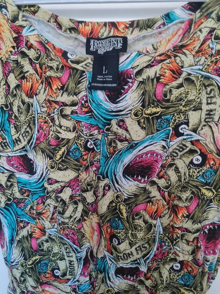 Iron Fist Shark Attack Print Dress - Size L (with pockets!) image indicator(5)