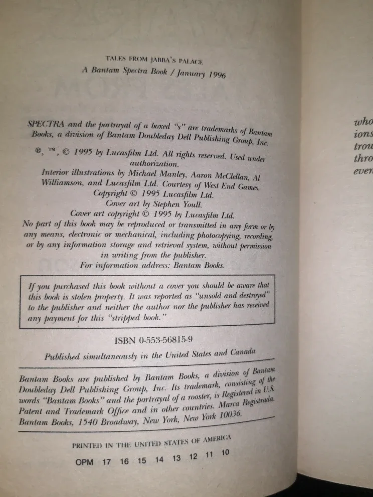 Star Wars Book ~ Tales From Jabba's Palace image indicator(4)