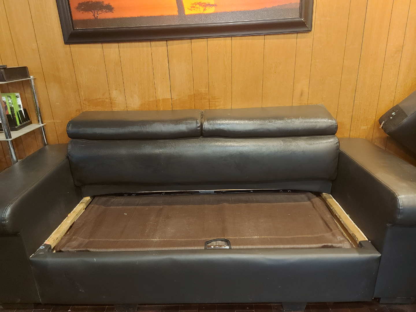 Black Leather Sofa Set - photo 2