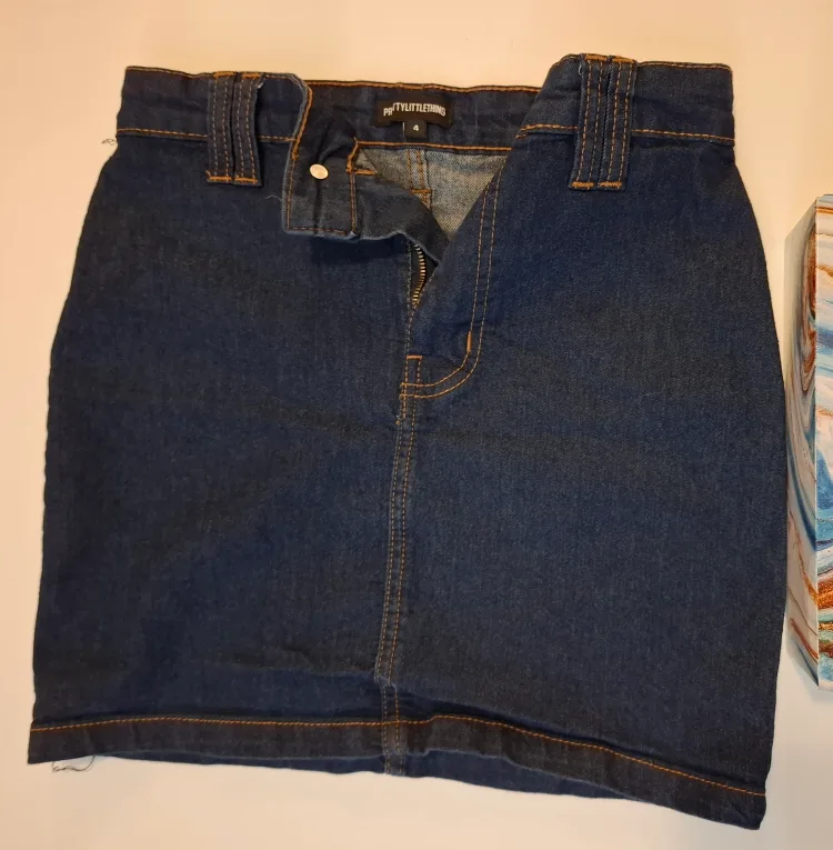 PrettyLittleThing Denim Mini Skirt - Size 4 thumbnail